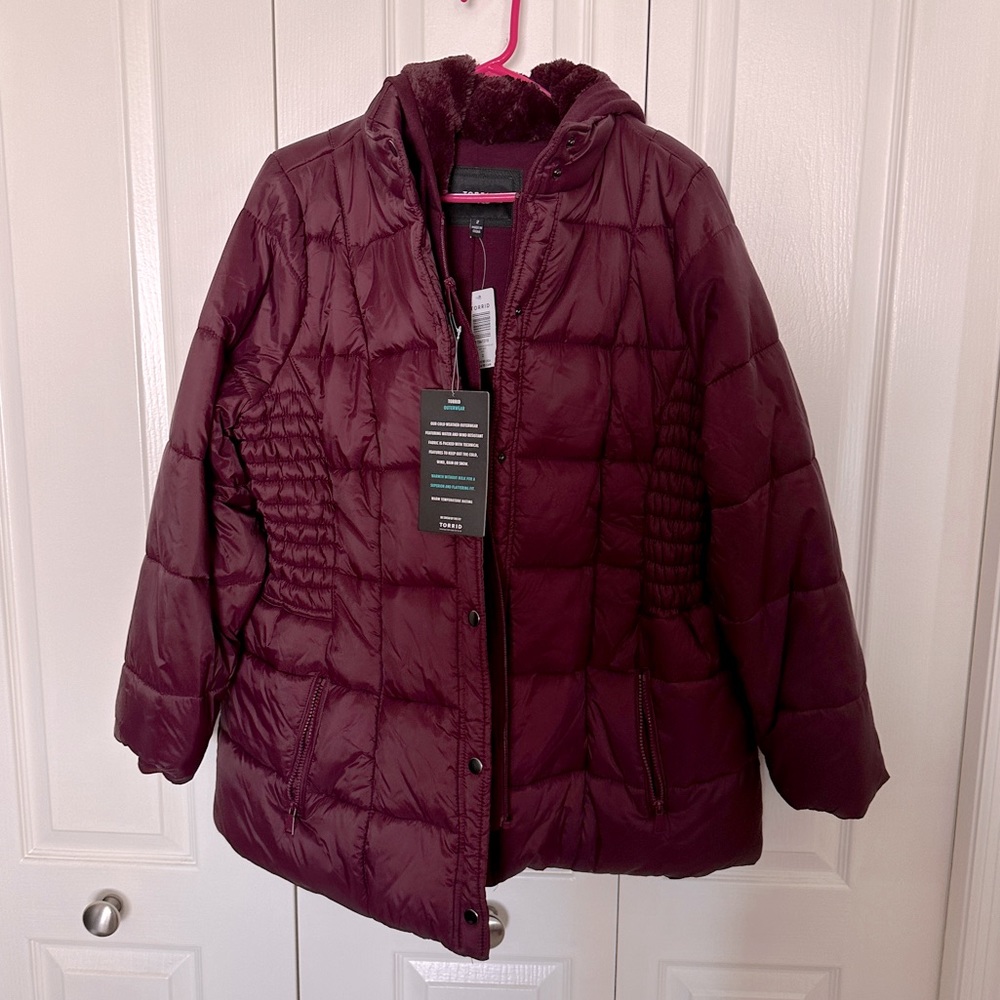 NWT - Burgundy Nylon Puffer Jacket 2X